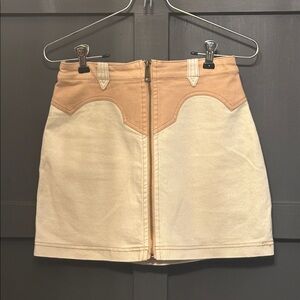 BDG Tan and Cream Western Mini Skirt